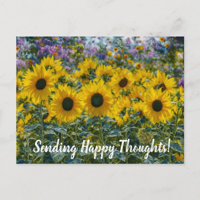 Bonne Sunflower Happy Thoughts Carte postale (Devant)