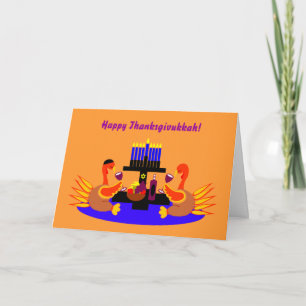 Bonne Thanksgivukkah Funny Turquie Carte de voeux