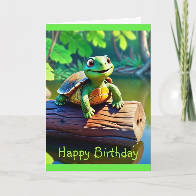 Bonne Tortue moyenne carte d'anniversaire (Devant)