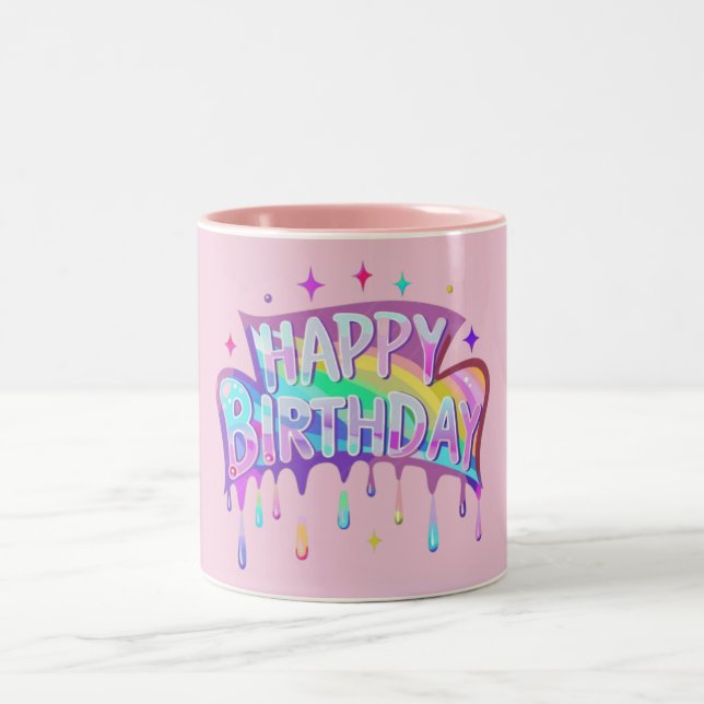 "Bonne Typographie d'anniversaire" Mug (Centre)