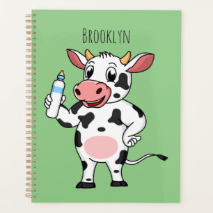 Bonne vache avec dessin animé de biberon