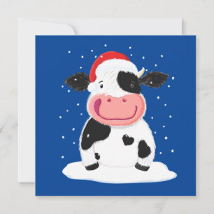 Bonne Vache Holstein Dans La Neige De Noël