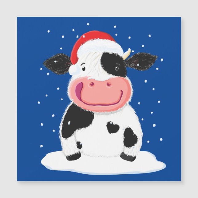 Bonne Vache Holstein Dans La Neige De Noël (Devant)