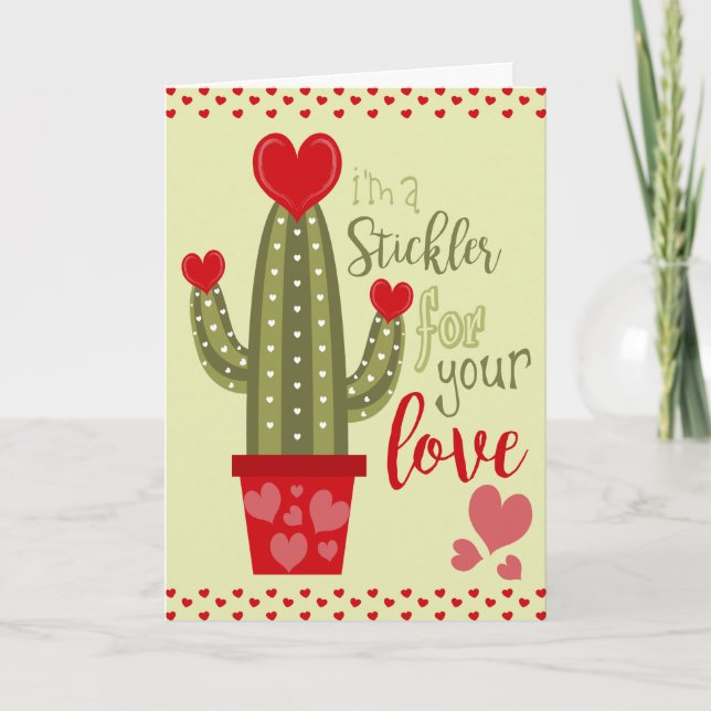 Bonne Valentines Carte de jour Cactus Coeurs Typog (Devant)
