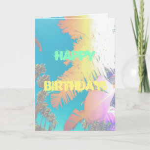 Bonne Vibes tropicales Palm Trees Carte d'annivers