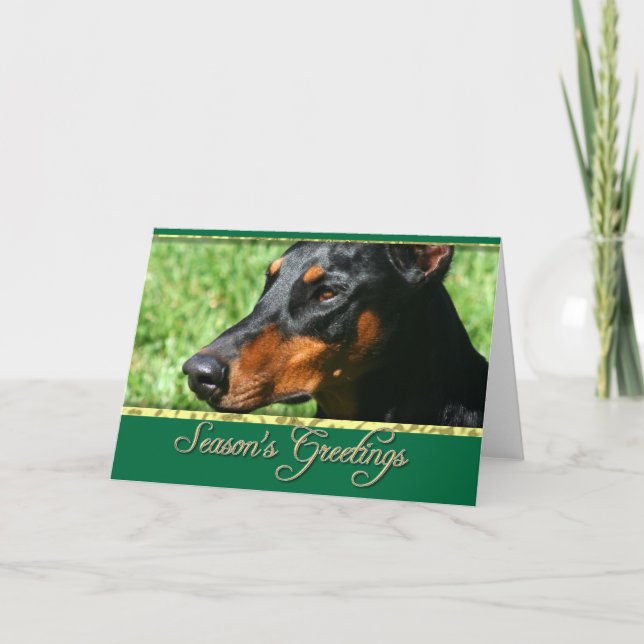 Bonnes Fêtes carte Doberman Pinscher (Devant)