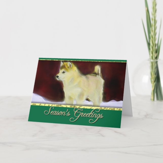 Bonnes Fêtes Carte Malamute en Alaska (Devant)
