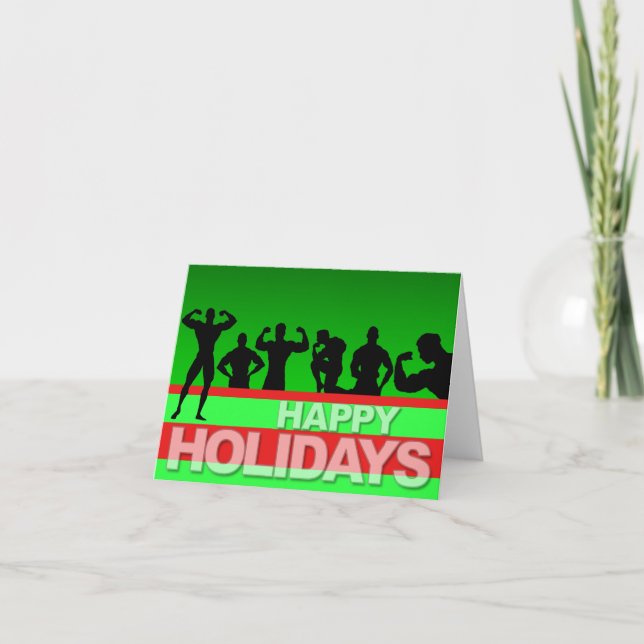 Bonnes fêtes culturiste 3 de carte (Devant)
