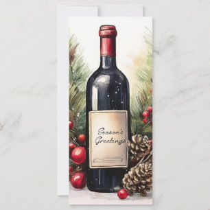Bonnes Fêtes sur une bouteille de vin 1 invitation