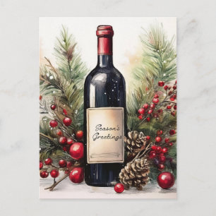 Bonnes Fêtes sur une bouteille de vin 1 invitation