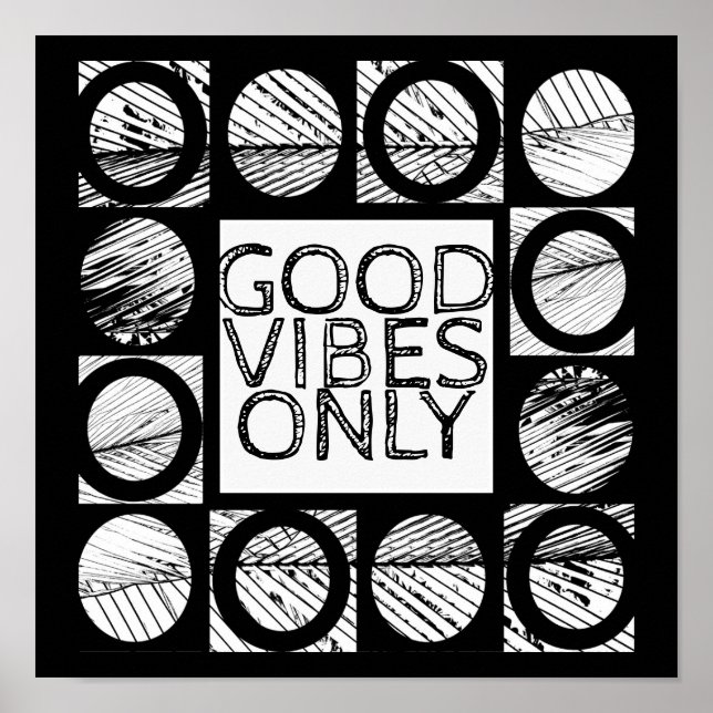 bonnes vibes seulement citer poster en gras noir e (Devant)