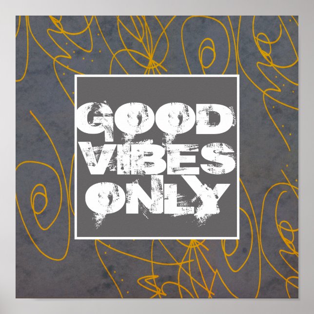 bonnes vibes seulement poster jaune et gris abstra (Devant)