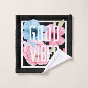 Bonnes vitres bleu et rose fleurs d'aquarelle noir