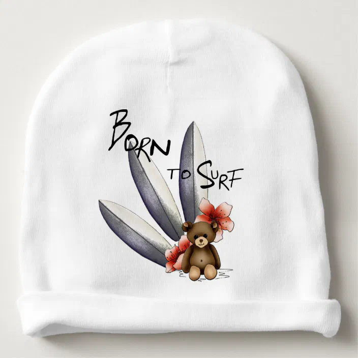 Bonnet De Bebe Bonnet De Naissance Blanc Born To Surf Zazzle Fr