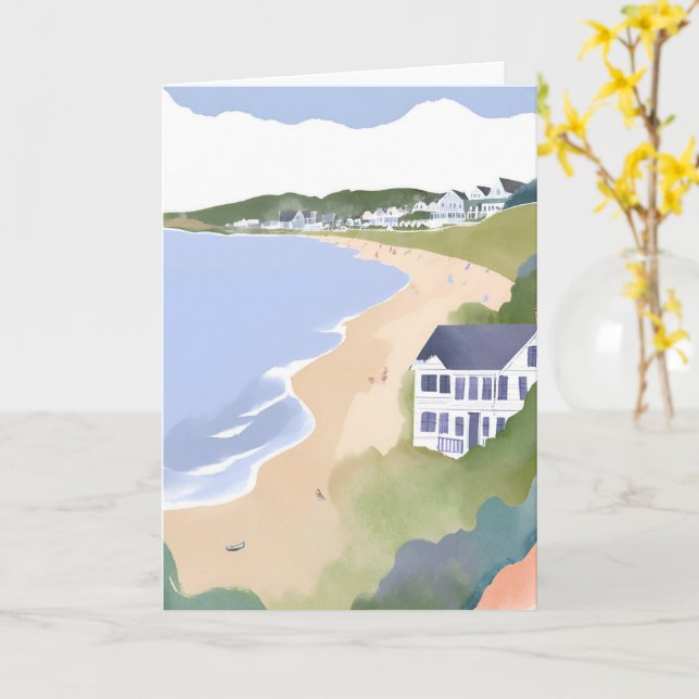 Bonnet Shores | Carte aquarelle de la plage de Rho (Fleur jaune)
