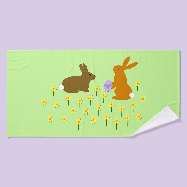 Bonnets de Pâques et jonquilles (Serviette de bain)