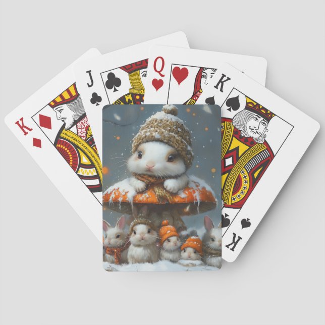 Bonnets mignons en hiver de neige cartes de jeu (dos)