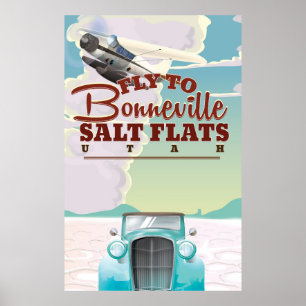 Bonneville Salt Flat Utah affiche de voyage vintag