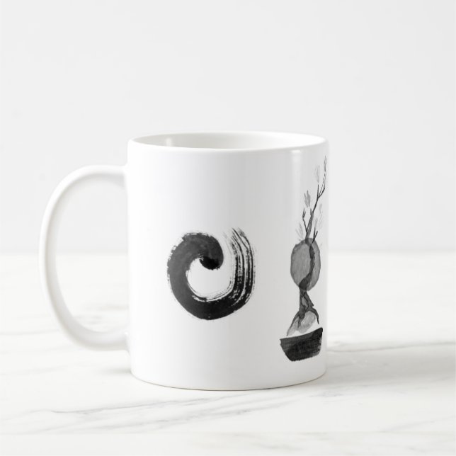 Bonsai avec Enso, théière et tasse (Gauche)
