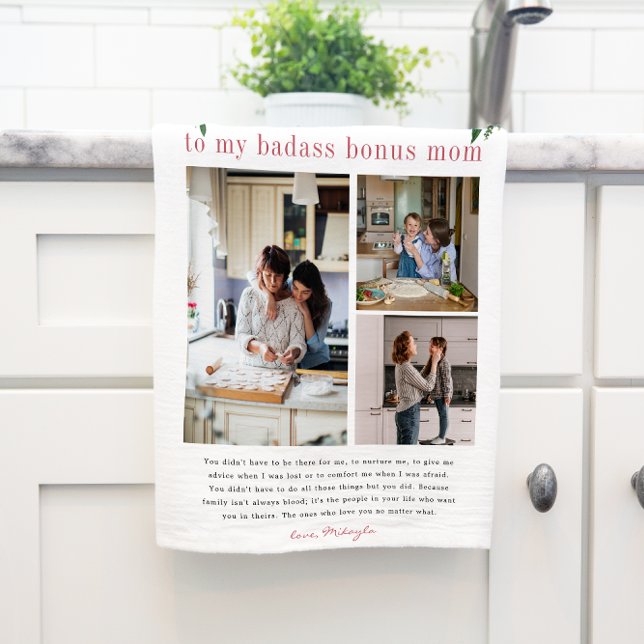 "Bonus Maman" Step Maman | Floral 3 Photo Torchon  (Créateur téléchargé)