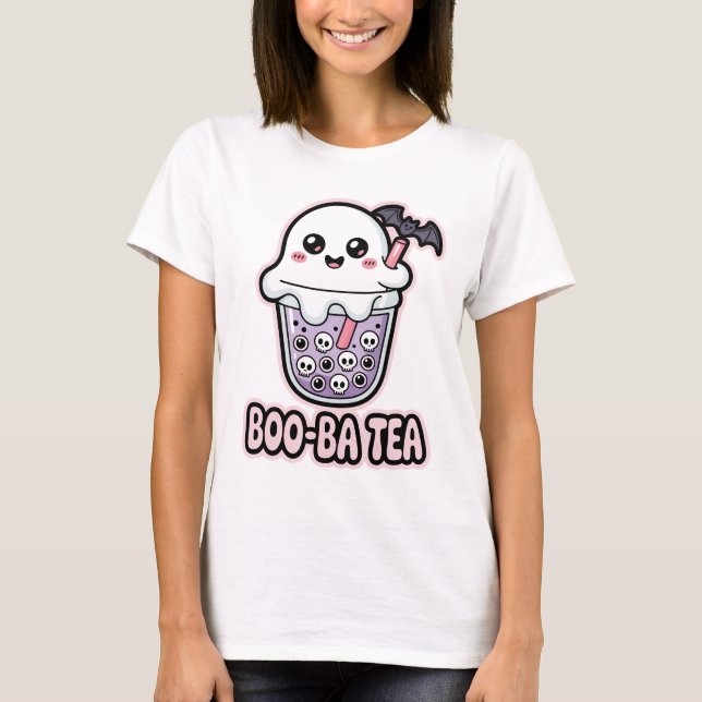 Boo-Ba Tea Drôle Fantôme Boba T-Shirt | Cute Kawai (Devant)