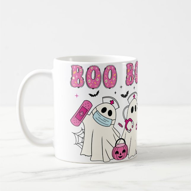 "Boo Boo Halloween Ghost Doctor & Nurse Coffee Mug (Gauche)