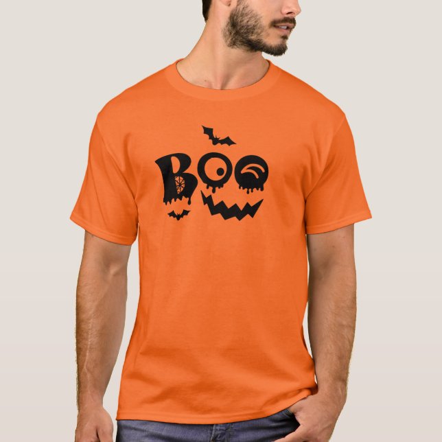 Boo Citrouille Face Halloween T-Shirt Design (Devant)