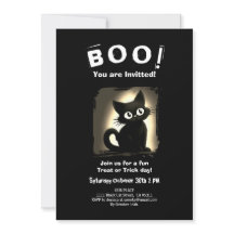 Boo Cute Chat noir Halloween Fête Invitation
