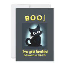Boo Cute Chat noir Halloween Fête Invitation