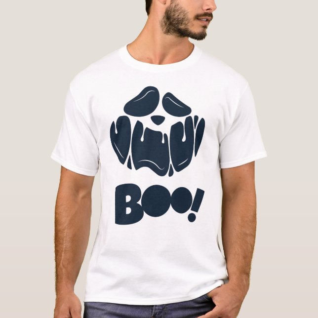 Boo Éffrayant visage Halloween pour hommes T-shirt (Devant)