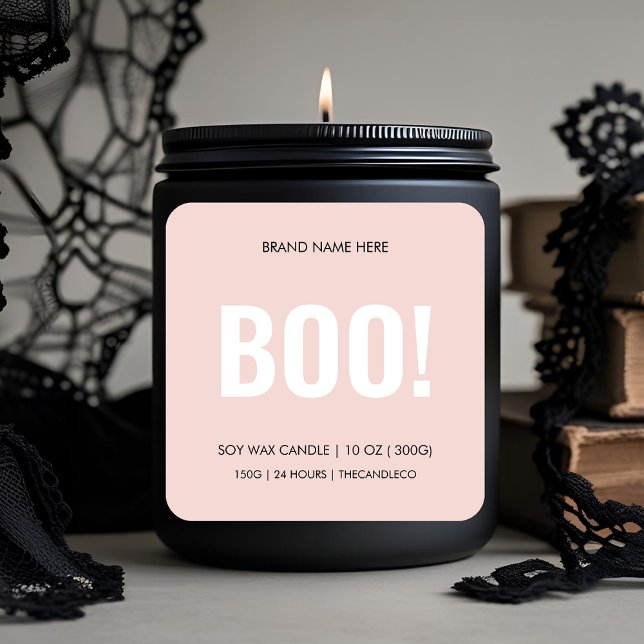 BOO ! Étiquette minimaliste de bougie d'Halloween  (Créateur téléchargé)