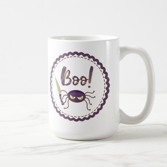 Boo ! Halloween couteau d'araignée main Café Mug (Droite)