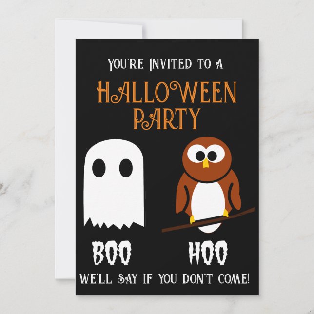 Boo Hoo Halloween Fête Invitation (Devant)