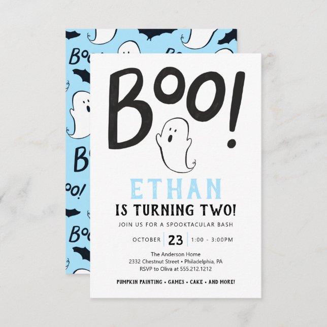 Boo ! Invitation d'Halloween fête d'anniversaire (Devant / Derrière)