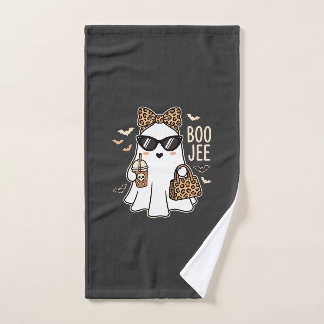 Boo Jee Cute Ghost Halloween Leopard Design_1 (Serviette à main)