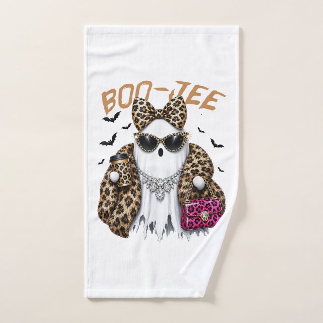 Boo-JEE Fantôme Léopard Coquette Halloween (Serviette à main)
