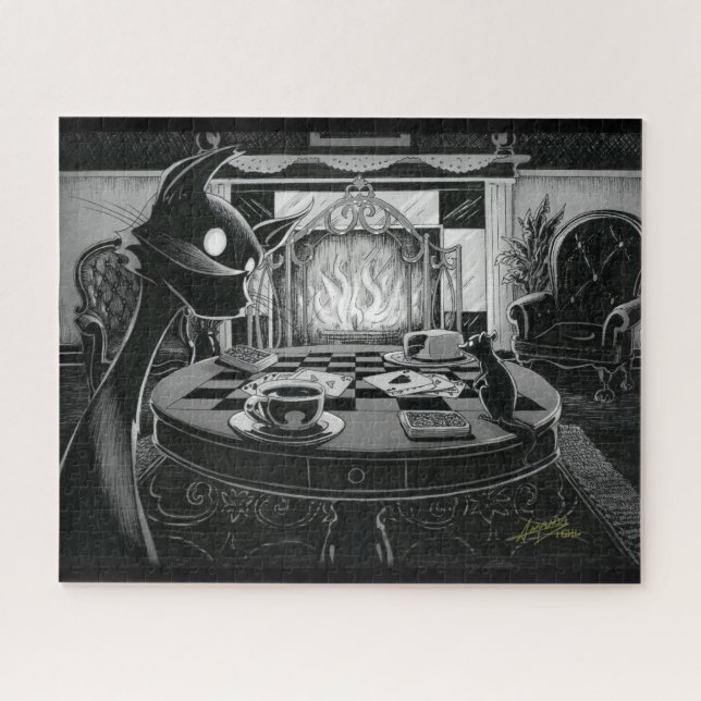 Boo Kitty Joue Cartes Jigsaw Puzzle (Horizontal)