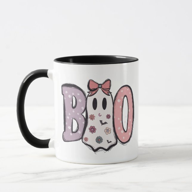 Boo - Pastel and Cute Ghost Mug d'Halloween modern (Gauche)