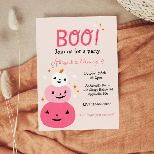 Boo Pink Halloween Anniversaire Fête Invitation (Créateur téléchargé)