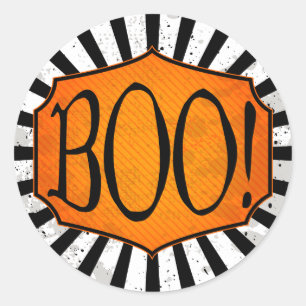 BOO ! Stickers Black White & Orange Halloween