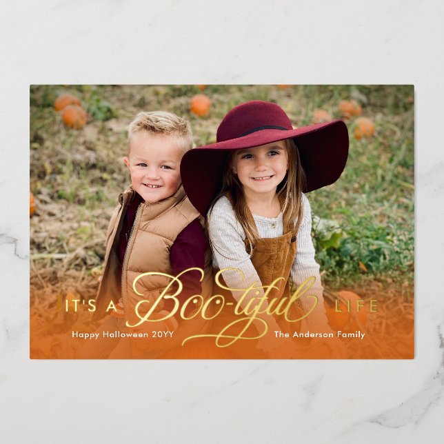 Boo-tiful Life FOIL Halloween Carte photo plat (Recto)