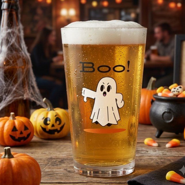 Boo ! Verre à bière fantôme mignon et drôle pour H (Créateur téléchargé)