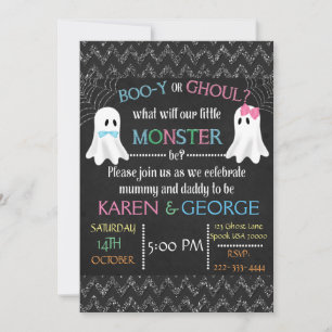 Boo-y ou Ghoul Halloween Invitation de révélation