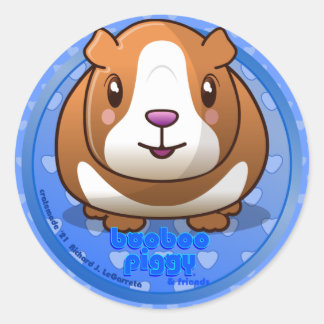 Booboo Piggy Round bleu sticker