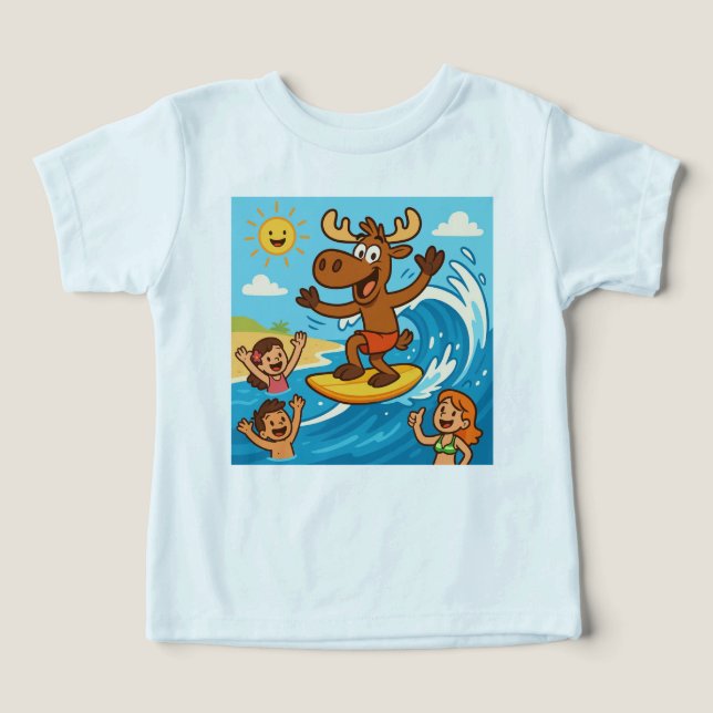 Boogie Board Moose–Action-Packed Beach Tee for Kid (Design Recto)