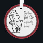 Book Club Friend Retro Vintage Lady<br><div class="desc">Darling Book Club est tout simplement divin ! Dessin rétro et vintage amusant d'une dame tenant son verre de vin ou de mousseux favoris lors de sa réunion de club de lecture. Un club de lecture amusant pour un échange d'ornement de vacances ou juste pour le plaisir toute l'année. La...</div>