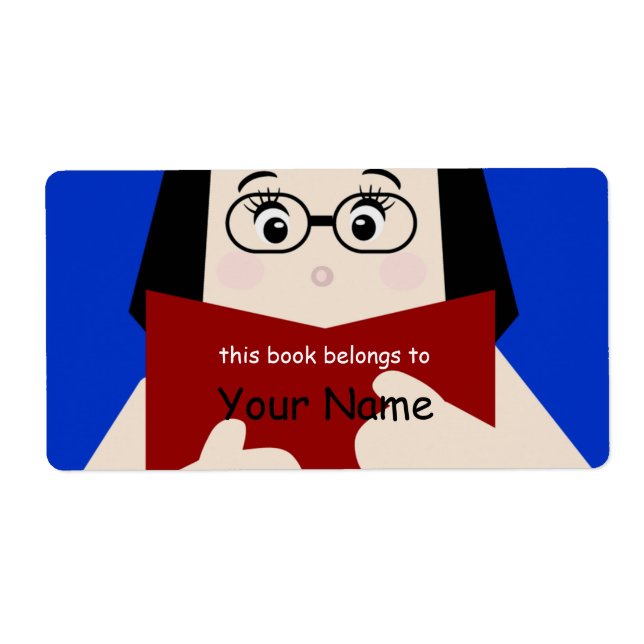 Book Lover Girl 2 Bookplate Étiquette (Devant)