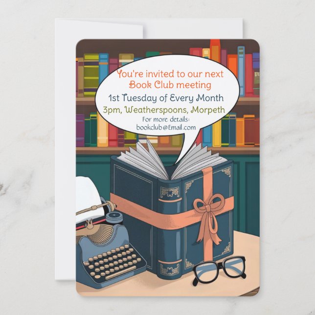 Bookclub faire-part book lover groupe de lecture (Devant)