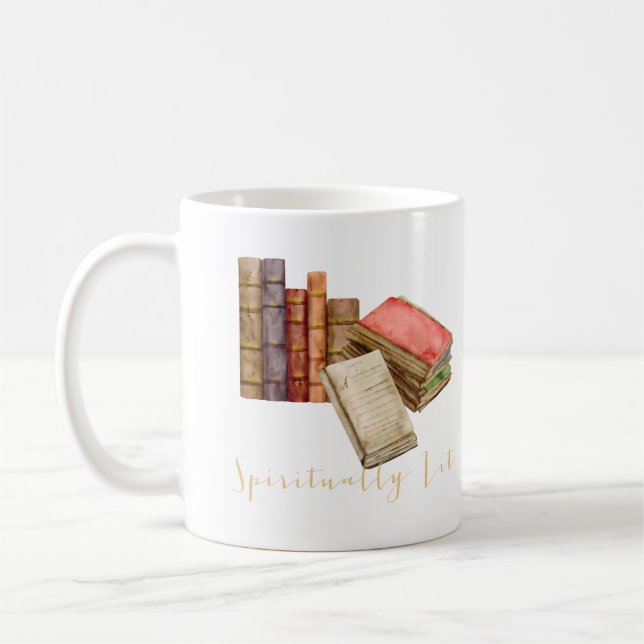 Booklover Spirituelle Girl Watercolor Cafe Mug (Gauche)
