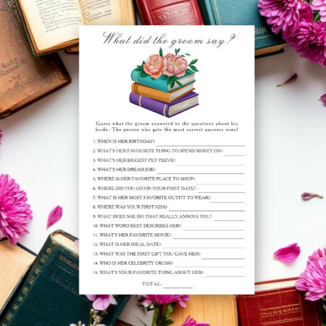 Books Bridal shower What did the groom say game (Créateur téléchargé)